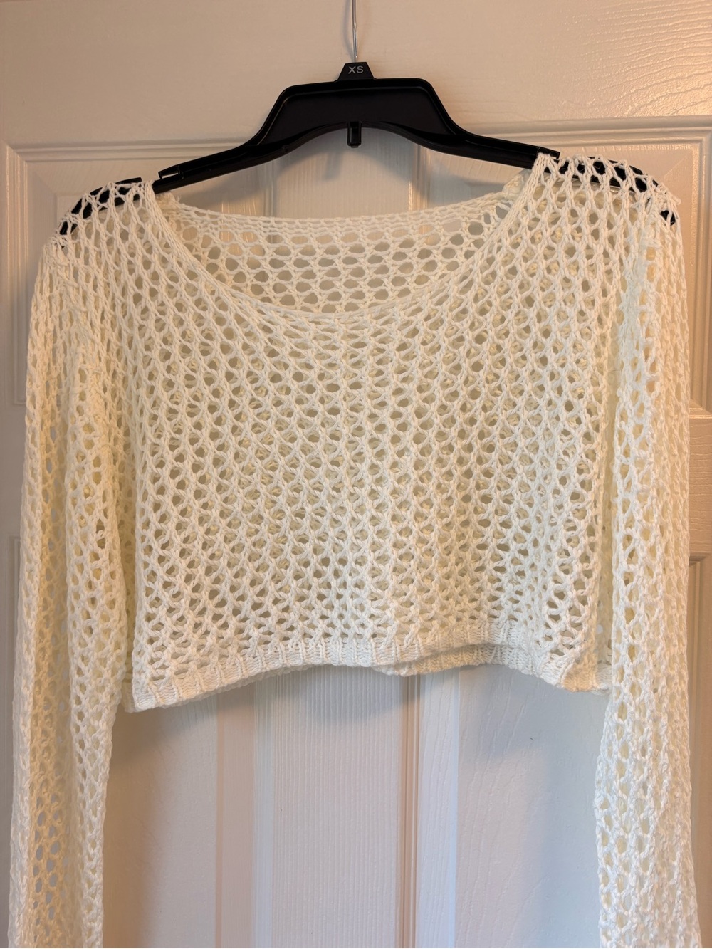 Lightweight white Open-Knit Bolero Sweater swim cropped coverup size XL